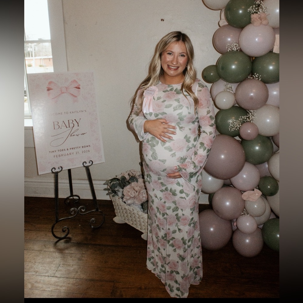 Floral Pink Long Sleeve Maxi Dress - Picture 2 of 2